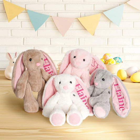 Custom Name Embroidered Plush Bunny: Ideal Easter, Birthday Gift for Little Ones